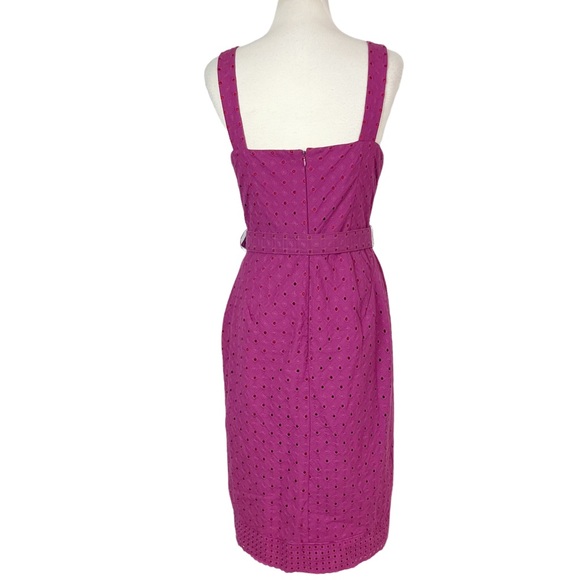 3/$30 Maggy London eyelet embroidered sleeveless sheath dress size 8 fuchsia - Picture 5 of 8